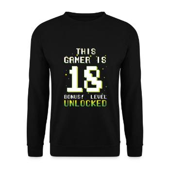 This Gamer Video Game Lover Gamer Age 18 - Unisex Pullover - Schwarz - Vorne - Alina (178cm) & Michal (187cm)