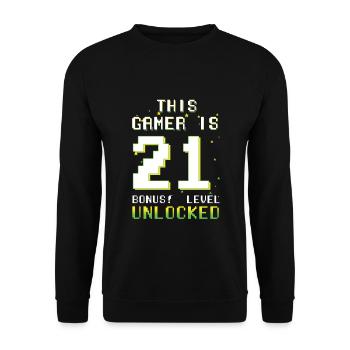 Ce gamer amateur de jeux vidéo Gamer Age 21 - Sweat-shirt Unisexe - noir - Devant - Alina (178cm) & Michal (187cm)