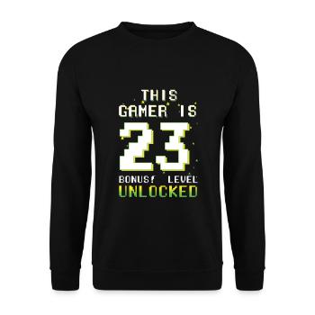 This Gamer Video Game Lover Gamer Age 23 - Unisex Pullover - Schwarz - Vorne - Alina (178cm) & Michal (187cm)