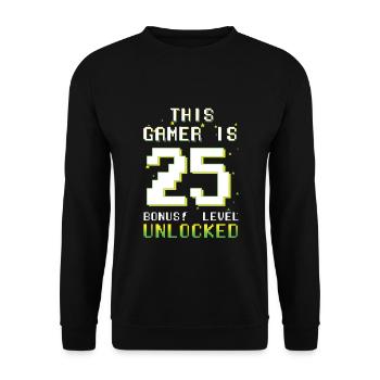 Ce gamer amateur de jeux vidéo Gamer Age 25 - Sweat-shirt Unisexe - noir - Devant - Alina (178cm) & Michal (187cm)