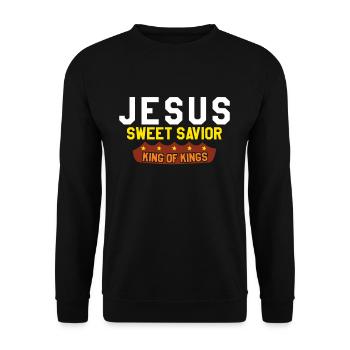 Jesus Savior Lord God Christian Pastor - Unisex Pullover - Schwarz - Vorne - Alina (178cm) & Michal (187cm)