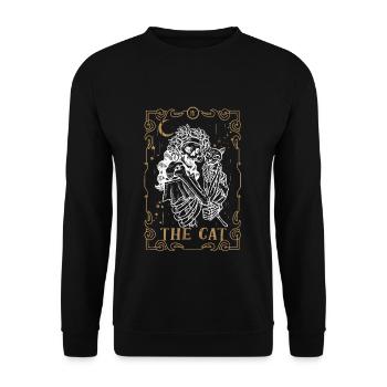 Cat Tarot Card Occult Club Gothic Animal - Unisex Pullover - Schwarz - Vorne - Alina (178cm) & Michal (187cm)