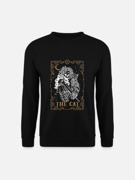 Cat Tarot Card Occult Club Gothic Animal - Unisex Pullover - Schwarz