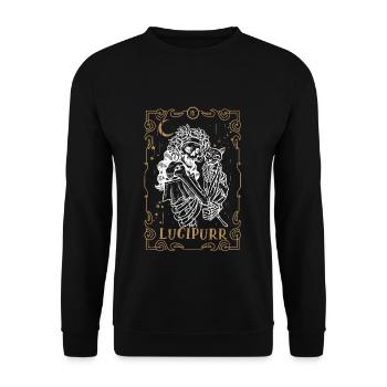Cat Lucifer Tarot Card Occult Club Gothic Animal - Unisex Pullover - Schwarz - Vorne - Alina (178cm) & Michal (187cm)