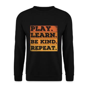 Retro Play Apprendre Kind Répéter La Gentillesse Journée de l’Unité - Sweat-shirt Unisexe - noir - Devant - Alina (178cm) & Michal (187cm)