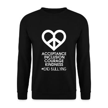 Peace Heart Courage Inclusion Kindness Unity Day - Unisex Pullover - Schwarz - Vorne - Alina (178cm) & Michal (187cm)