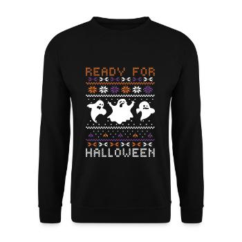 Stitch Pattern Ghost Creatures Ready Halloween - Unisex Sweatshirt - black - Front - Alina (178cm) & Michal (187cm)
