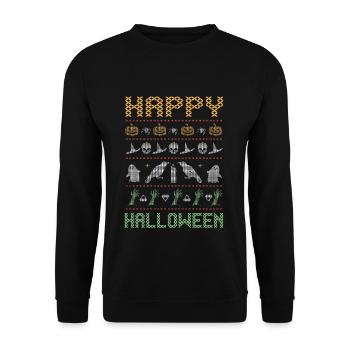 Stitch Pattern Horror Creatures Happy Halloween - Unisex Sweatshirt - black - Front - Alina (178cm) & Michal (187cm)