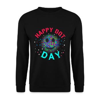 Dot Pattern Colorful Smile Happy Dot Day - Unisex Pullover - Schwarz - Vorne - Alina (178cm) & Michal (187cm)