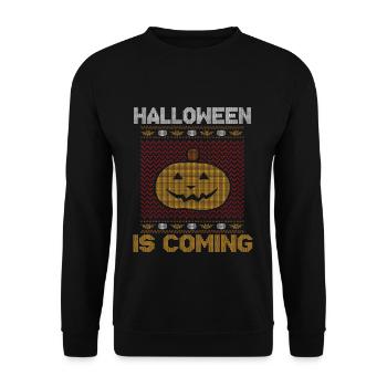 Stitch Pattern Pumpkin Creature Coming Halloween - Unisex Sweatshirt - black - Front - Alina (178cm) & Michal (187cm)