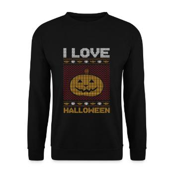 Stitch Pattern Pumpkin Creature Love Halloween - Unisex Sweatshirt - black - Front - Alina (178cm) & Michal (187cm)
