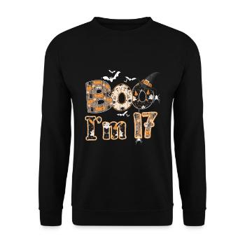 Halloween Pattern Ghost Creatures Birth Age 17 - Unisex Sweatshirt - black - Front - Alina (178cm) & Michal (187cm)