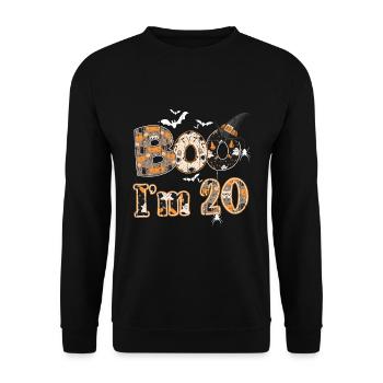 Halloween Pattern Ghost Creatures Birth Age 20 - Unisex Sweatshirt - black - Front - Alina (178cm) & Michal (187cm)
