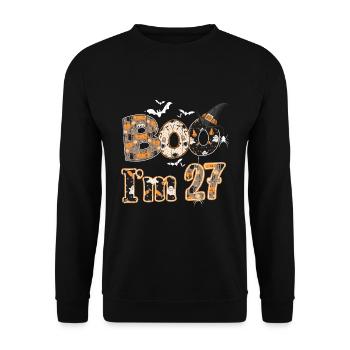 Halloween Pattern Ghost Creatures Birth Age 27 - Unisex Sweatshirt - black - Front - Alina (178cm) & Michal (187cm)