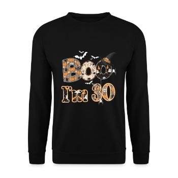 Halloween Pattern Ghost Creatures Birth Age 30 - Unisex Sweatshirt - black - Front - Alina (178cm) & Michal (187cm)
