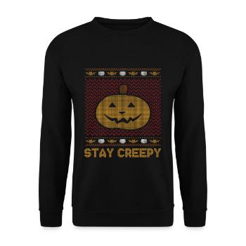 Stitch Pattern Pumpkin Creature Creepy Halloween - Unisex Sweatshirt - black - Front - Alina (178cm) & Michal (187cm)