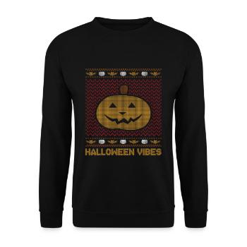 Stitch Pattern Pumpkin Creature Vibes Halloween - Unisex Sweatshirt - black - Front - Alina (178cm) & Michal (187cm)