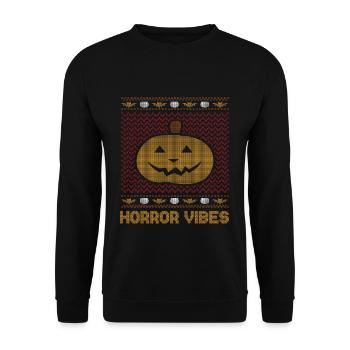 Stitch Pattern Pumpkin Creature Horror Halloween - Unisex Sweatshirt - black - Front - Alina (178cm) & Michal (187cm)