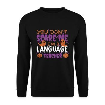 Ghost Pumpkin Professeur de langue Halloween - Sweat-shirt Unisexe - noir - Devant - Alina (178cm) & Michal (187cm)