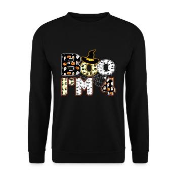 Halloween Pattern Spider Creatures Birth Age 4 - Unisex Sweatshirt - black - Front - Alina (178cm) & Michal (187cm)
