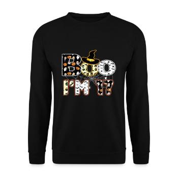Halloween Pattern Spider Creatures Birth Age 17 - Unisex Sweatshirt - black - Front - Alina (178cm) & Michal (187cm)