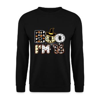 Halloween Pattern Spider Creatures Birth Age 16 - Unisex Sweatshirt - black - Front - Alina (178cm) & Michal (187cm)