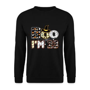 Halloween Pattern Spider Creatures Birth Age 23 - Unisex Sweatshirt - black - Front - Alina (178cm) & Michal (187cm)