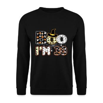 Halloween Pattern Spider Creatures Birth Age 30 - Unisex Sweatshirt - black - Front - Alina (178cm) & Michal (187cm)