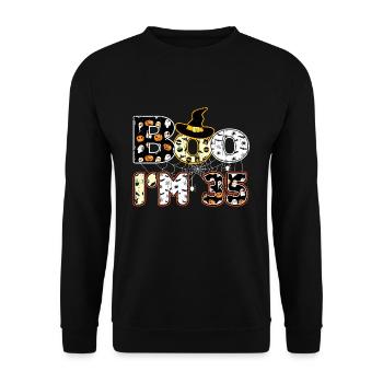 Halloween Pattern Spider Creatures Birth Age 35 - Unisex Sweatshirt - black - Front - Alina (178cm) & Michal (187cm)