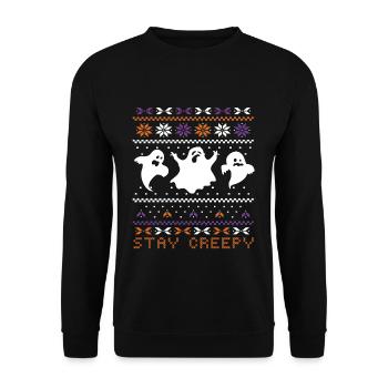 Stitch Pattern Ghost Creatures Creepy Halloween - Unisex Sweatshirt - black - Front - Alina (178cm) & Michal (187cm)