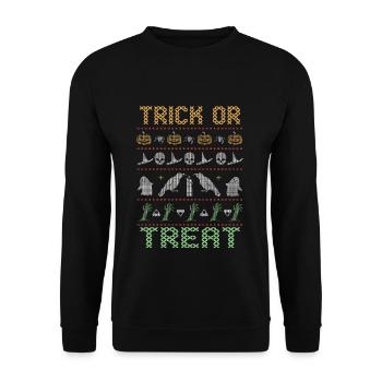 Stitch Pattern Horror Creatures Trick Halloween - Unisex Sweatshirt - black - Front - Alina (178cm) & Michal (187cm)