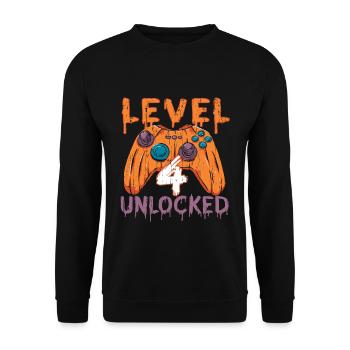 Halloween Pattern Pumpkin Game Gamer Birth Age 4 - Unisex Sweatshirt - black - Front - Alina (178cm) & Michal (187cm)