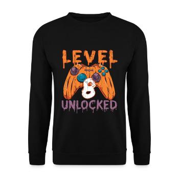 Halloween Pattern Pumpkin Game Gamer Birth Age 8 - Unisex Sweatshirt - black - Front - Alina (178cm) & Michal (187cm)