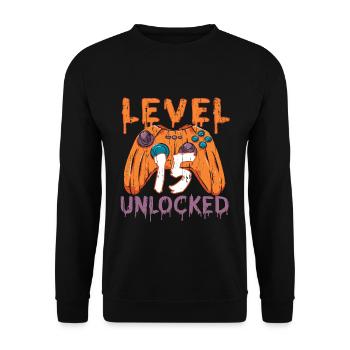 Halloween Pattern Pumpkin Game Gamer Birth Age 15 - Unisex Sweatshirt - black - Front - Alina (178cm) & Michal (187cm)