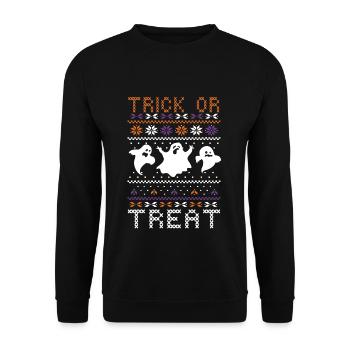 Stitch Pattern Ghost Creatures Trick Halloween - Unisex Sweatshirt - black - Front - Alina (178cm) & Michal (187cm)