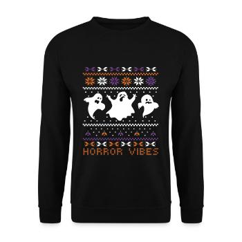 Stitch Pattern Ghost Creatures Horror Halloween - Unisex Sweatshirt - black - Front - Alina (178cm) & Michal (187cm)
