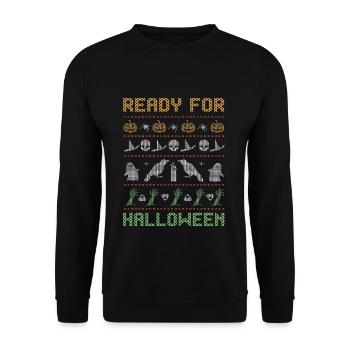 Stitch Pattern Horror Creatures Ready Halloween - Unisex Sweatshirt - black - Front - Alina (178cm) & Michal (187cm)