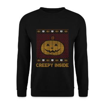 Stitch Pattern Pumpkin Creature Inside Halloween - Unisex Sweatshirt - black - Front - Alina (178cm) & Michal (187cm)