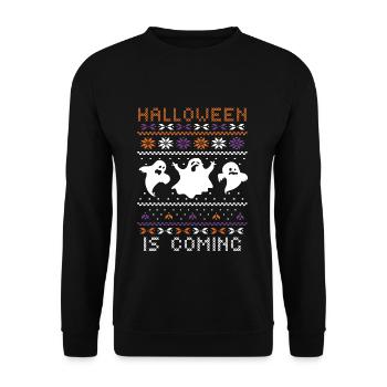 Stitch Pattern Ghost Creatures Coming Halloween - Unisex Sweatshirt - black - Front - Alina (178cm) & Michal (187cm)