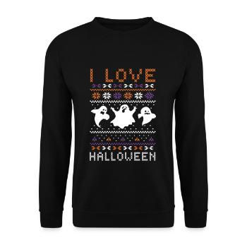 Stitch Pattern Ghost Creatures Love Halloween - Unisex Sweatshirt - black - Front - Alina (178cm) & Michal (187cm)