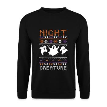 Stitch Pattern Ghost Night Creatures Halloween - Unisex Sweatshirt - black - Front - Alina (178cm) & Michal (187cm)