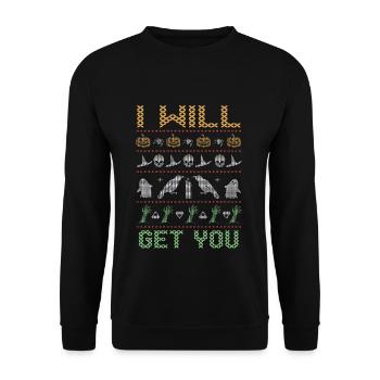 Stitch Pattern Horror Get You Halloween - Unisex Sweatshirt - black - Front - Alina (178cm) & Michal (187cm)