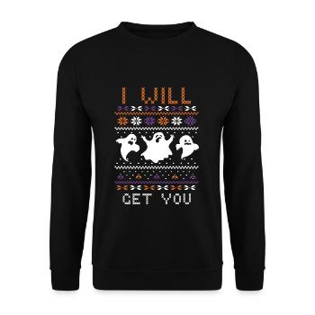 Stitch Pattern Get You Ghost Creatures Halloween - Unisex Sweatshirt - black - Front - Alina (178cm) & Michal (187cm)