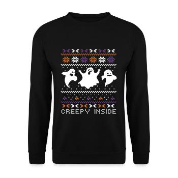 Stitch Pattern Ghost Creatures Inside Halloween - Unisex Sweatshirt - black - Front - Alina (178cm) & Michal (187cm)