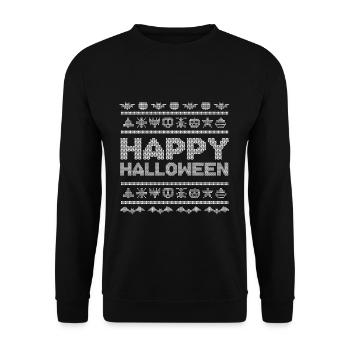 Stitch Pattern Funny Creatures Happy Halloween - Unisex Sweatshirt - black - Front - Alina (178cm) & Michal (187cm)