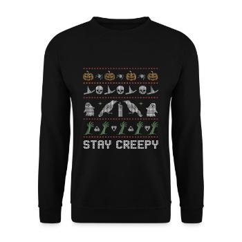 Stitch Pattern Horror Creatures Creepy Halloween - Unisex Sweatshirt - black - Front - Alina (178cm) & Michal (187cm)