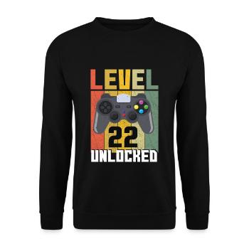 Vintage Gamer Video Game Lover Age 22 Unlocked - Unisex Sweatshirt - black - Front - Alina (178cm) & Michal (187cm)