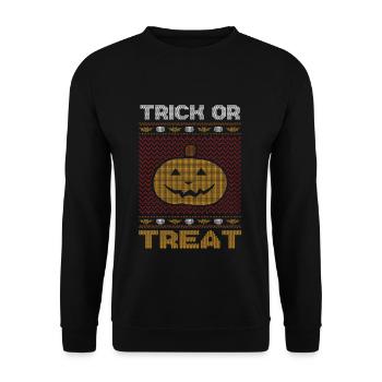 Stitch Pattern Pumpkin Creature Trick Halloween - Unisex Sweatshirt - black - Front - Alina (178cm) & Michal (187cm)
