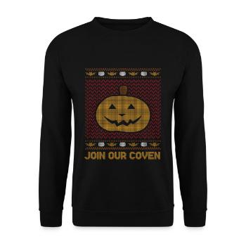 Stitch Pattern Pumpkin Creature Coven Halloween - Unisex Sweatshirt - black - Front - Alina (178cm) & Michal (187cm)