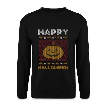 Stitch Pattern Pumpkin Happy Creature Halloween - Unisex Sweatshirt - black - Front - Alina (178cm) & Michal (187cm)